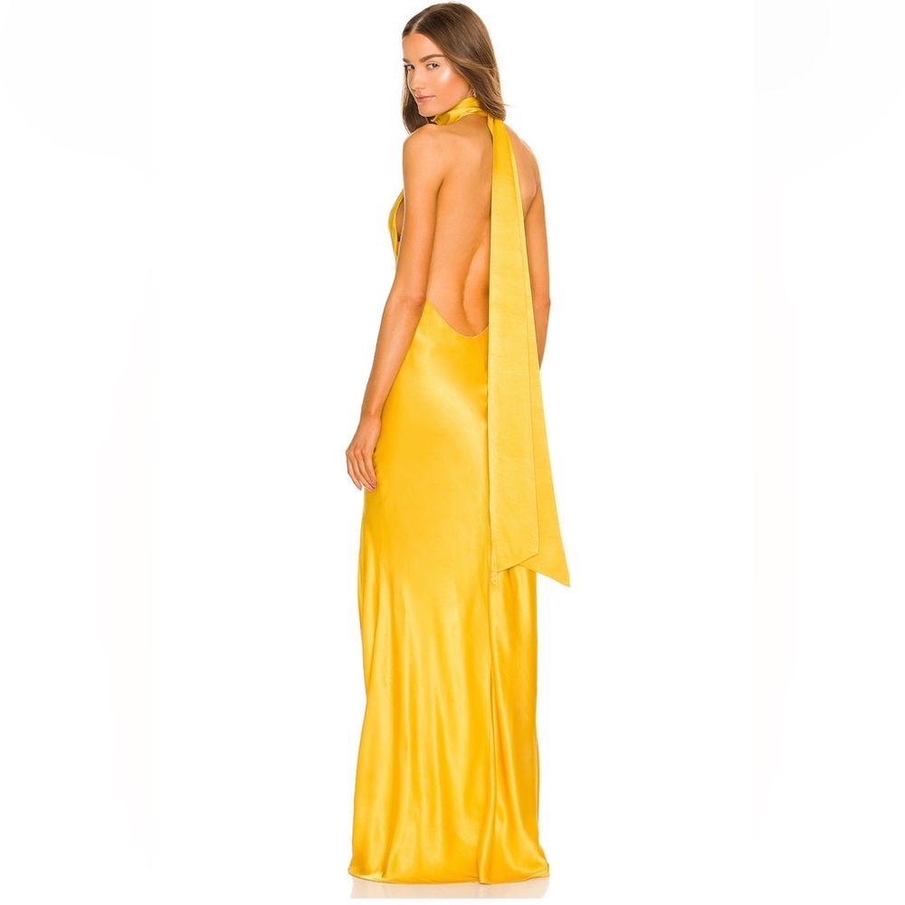 Sau Lee Penelope Backless Satin Gown Gold